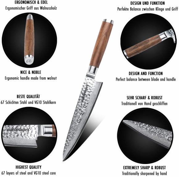 Damast Küchenmesser - Damask Kitchen Knife 20cm